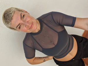 Mesh Top short sleeve in Forest