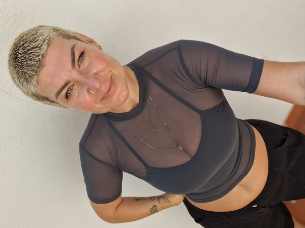Mesh Top short sleeve in Forest