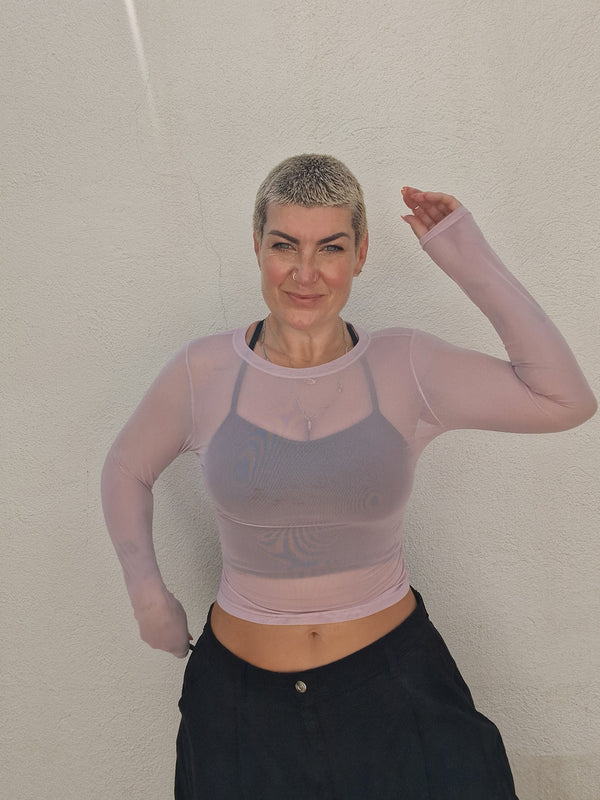 Mesh Top long sleeve in Lavender