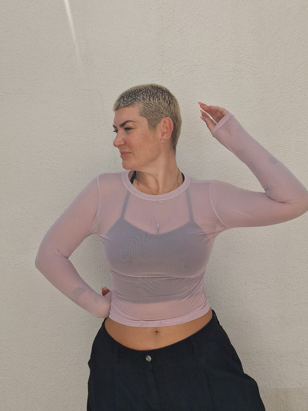 Mesh Top long sleeve in Lavender