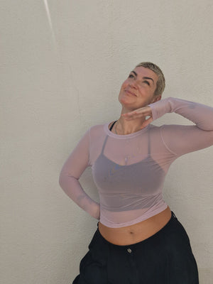 Mesh Top long sleeve in Lavender