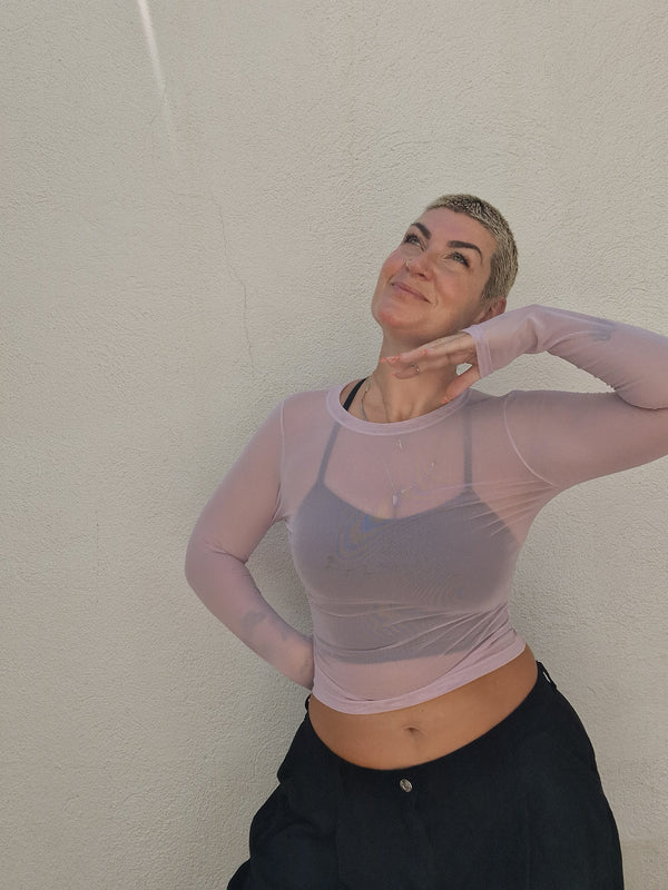 Mesh Top long sleeve in Lavender