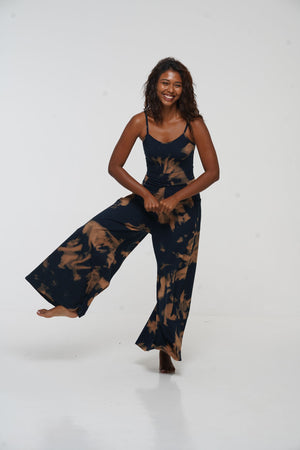Asri Wide Leg Jumpsuit Petite with pockets in Acid Wash