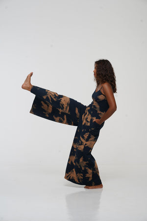 Asri Wide Leg Jumpsuit Petite with pockets in Acid Wash