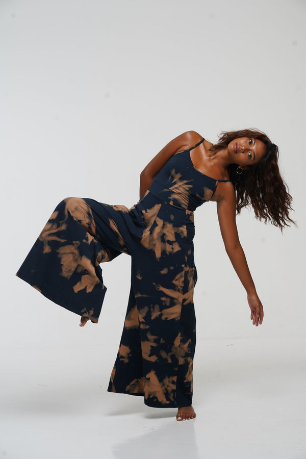Asri Wide Leg Jumpsuit Petite with pockets in Acid Wash