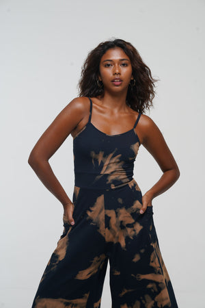 Asri Wide Leg Jumpsuit Petite with pockets in Acid Wash