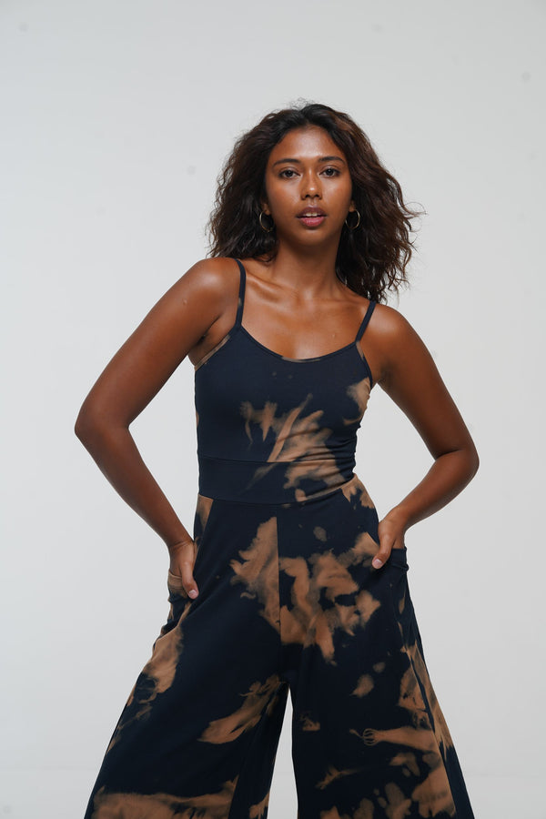 Asri Wide Leg Jumpsuit Petite with pockets in Acid Wash