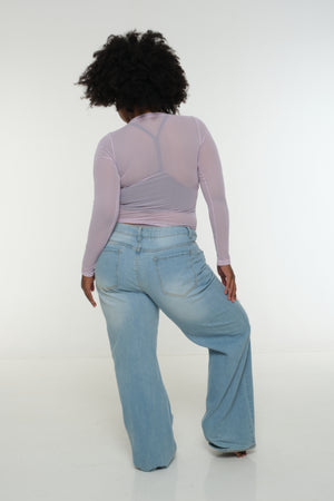 Mesh Top long sleeve in Lavender