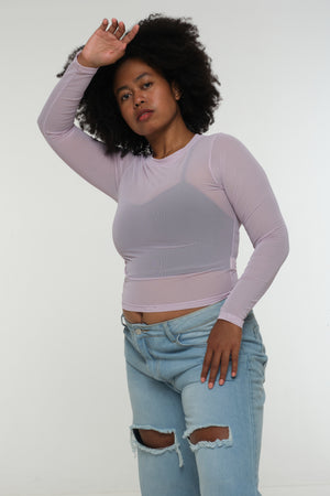 Mesh Top long sleeve in Lavender