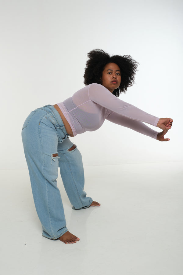 Mesh Top long sleeve in Lavender
