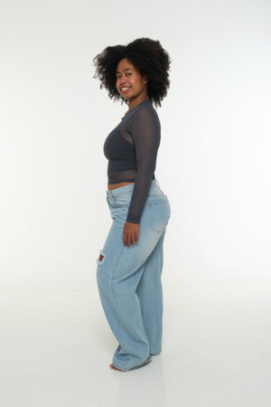 Mesh Top long sleeve in Forest