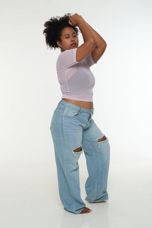 Mesh Top short sleeve in Lavender