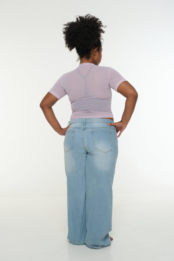 Mesh Top short sleeve in Lavender