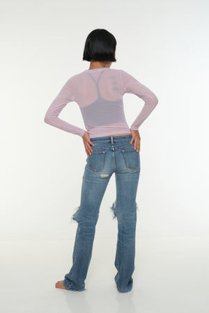 Mesh Top long sleeve in Lavender