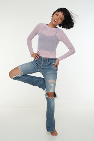 Mesh Top long sleeve in Lavender