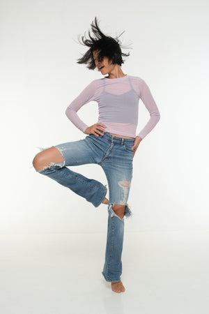 Mesh Top long sleeve in Lavender