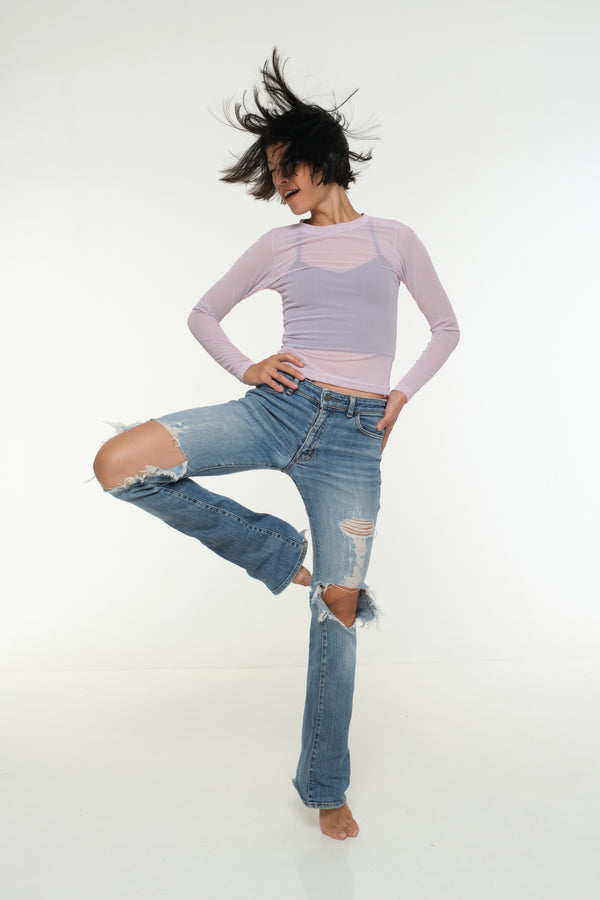 Mesh Top long sleeve in Lavender