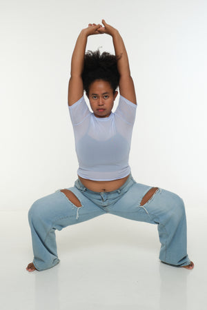 Mesh Top short sleeve in Sky