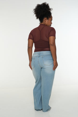 Mesh Top short sleeve in Pecan