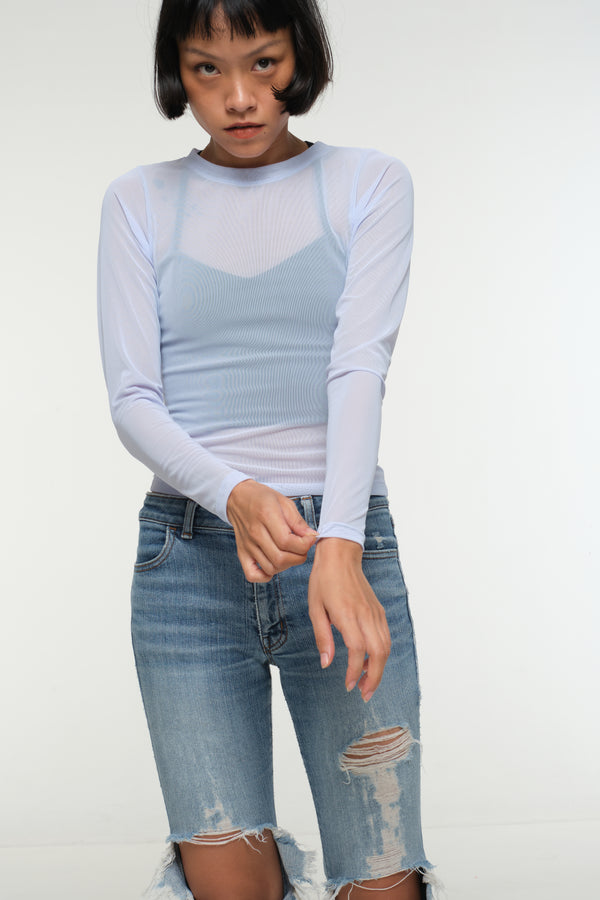 Mesh Top long sleeve in Sky