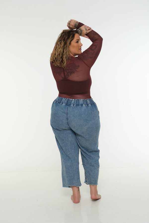 Mesh Top long sleeve in Pecan