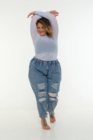 Mesh Top long sleeve in Sky