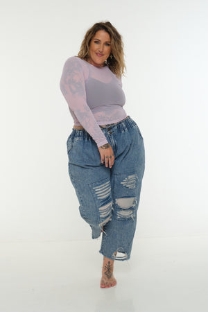 Mesh Top long sleeve in Lavender