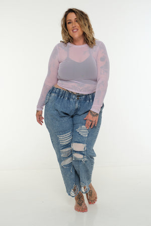 Mesh Top long sleeve in Lavender
