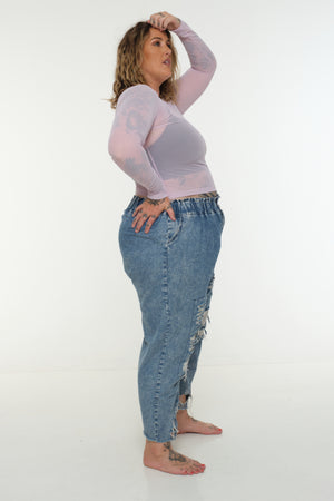 Mesh Top long sleeve in Lavender