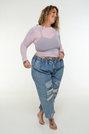 Mesh Top long sleeve in Lavender