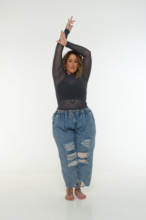 Mesh Top long sleeve in Forest