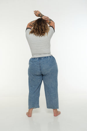Soft Life Core Tee Mid Crop Ecovero i Top in Grey/ Marl and Black rib