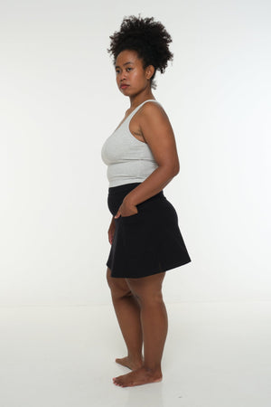 A-Line Mini Skirt with splits and pockets in Black - Manners London