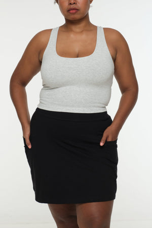 A-Line Mini Skirt with splits and pockets in Black - Manners London