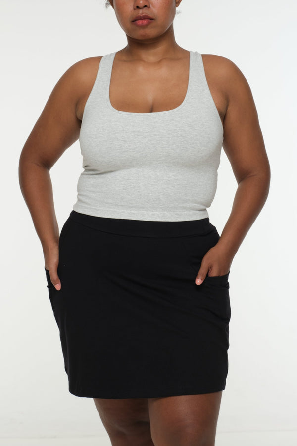 A-Line Mini Skirt with splits and pockets in Black - Manners London