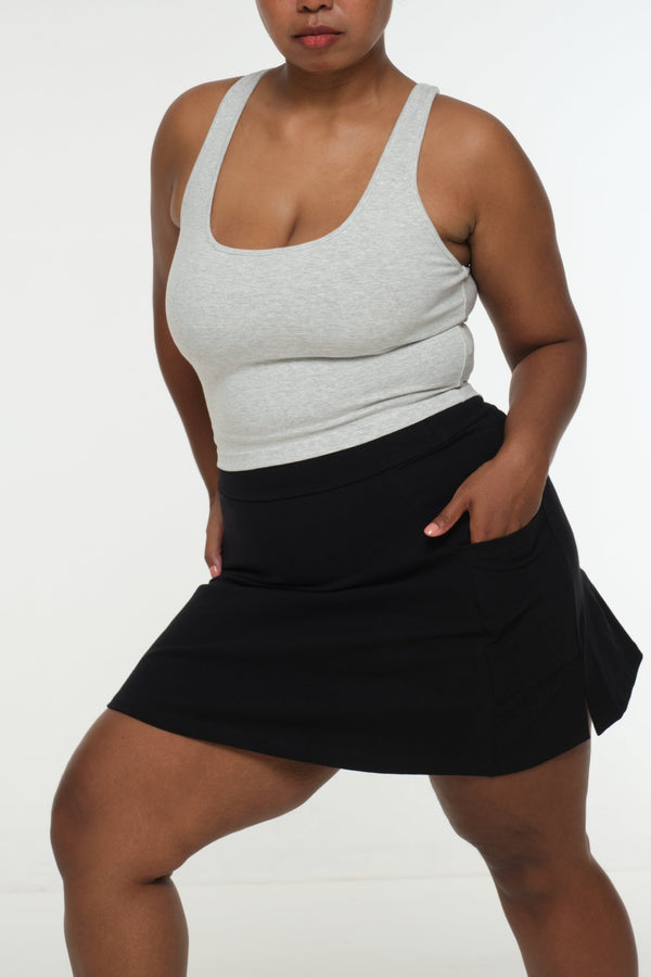 A-Line Mini Skirt with splits and pockets in Black - Manners London