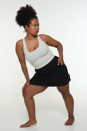 A-Line Mini Skirt with splits and pockets in Black - Manners London