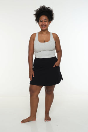 A-Line Mini Skirt with splits and pockets in Black - Manners London