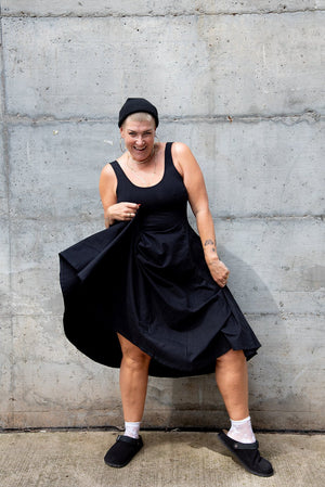 Asri Api Dress Midi in Black - Manners London