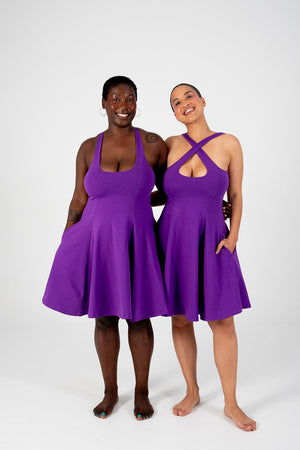 Asri Cross Back Mini Dress In T.Purple - Manners London