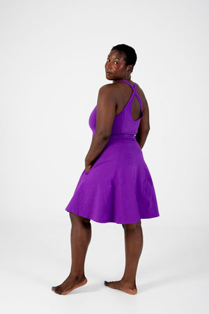 Asri Cross Back Mini Dress In T.Purple - Manners London