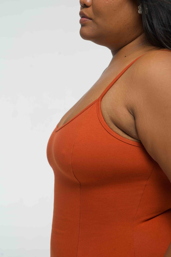 Asri Dress Midi in Burnt Orange - Manners London