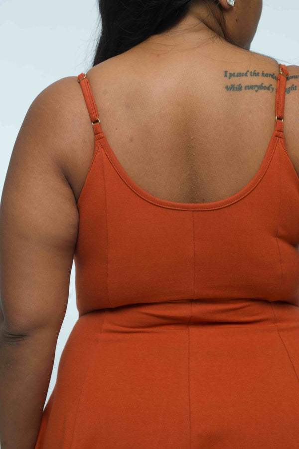 Asri Dress Midi Petite in Burnt Orange - Manners London