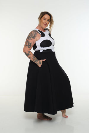 Asri Skirt Midi split w/thin waist band in Black - Manners London