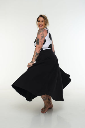 Asri Skirt Midi split w/thin waist band in Black - Manners London