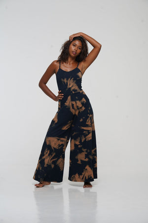Asri Wide Leg Jumpsuit in Acid Wash with pockets - Manners London