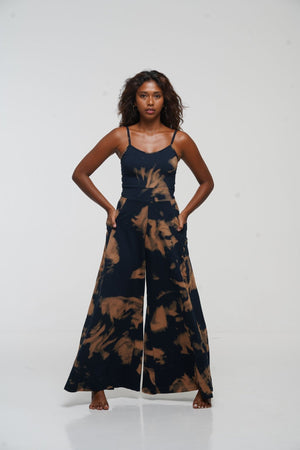 Asri Wide Leg Jumpsuit Petite with pockets in Acid Wash - Manners London