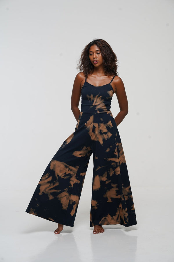 Asri Wide Leg Jumpsuit Petite with pockets in Acid Wash - Manners London