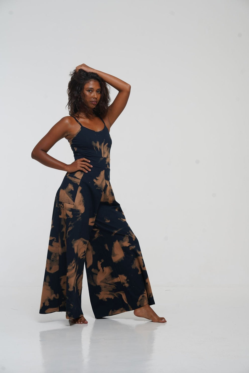 Asri Wide Leg Jumpsuit Petite with pockets in Acid Wash - Manners London