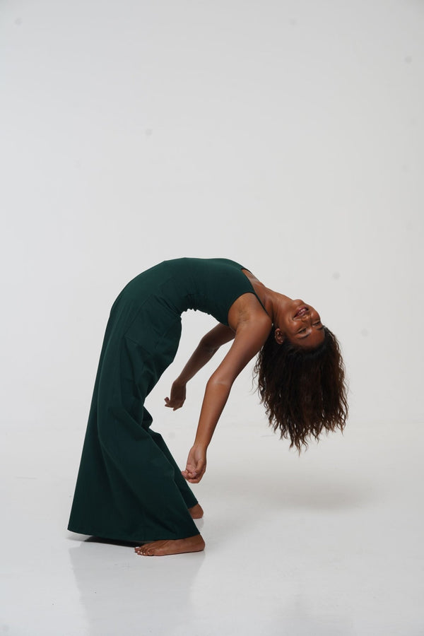 Asri Wide Leg Jumpsuit Petite with pockets in Forest Green - Manners London